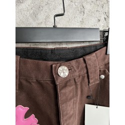 GT Chrome Heart Brown Double Knee Pants With 20 Pink Cross Patch