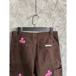 GT Chrome Heart Brown Double Knee Pants With 20 Pink Cross Patch
