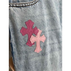 GT Chrome Heart Denim With 19 Pink Cross Patch