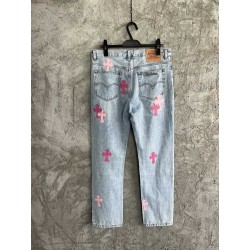 GT Chrome Heart Denim With 19 Pink Cross Patch