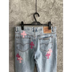 GT Chrome Heart Denim With 19 Pink Cross Patch