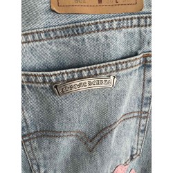 GT Chrome Heart Denim With 19 Pink Cross Patch