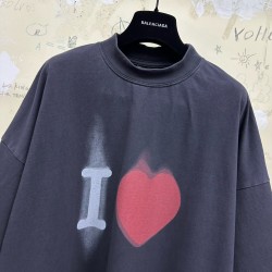 GT Balenciaga I Love T-Shirt Tee Black 744439TOVH3