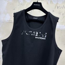 GT Balenciaga Logo Ink Splatter Tank Top Black 697880TMVM31070