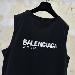 GT Balenciaga Logo Ink Splatter Tank Top Black 697880TMVM31070