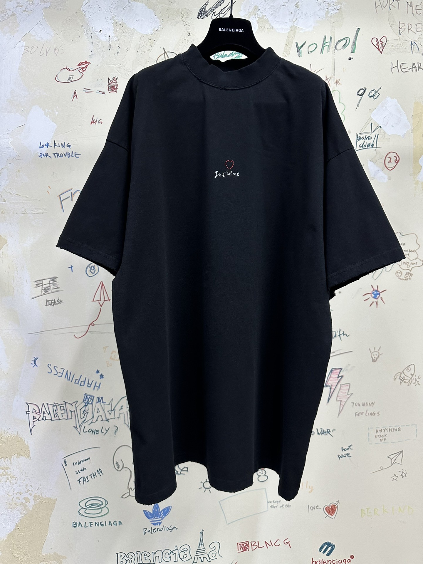 GT Balenciaga JE T'AIME T-Shirt Tee Black 744439TOVM79070