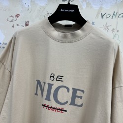 GT Balenciaga Nice Be Nice T-Shirt Tee Beige