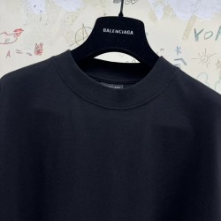 GT Balenciaga  Black Tshirt With Back Rhinestone Logo