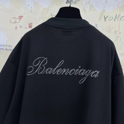 GT Balenciaga  Black Tshirt With Back Rhinestone Logo