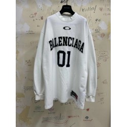 GT Balenciaga Men's Basketball Series Long Sleeve T-shirt  in  White