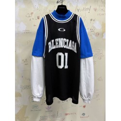 GT Balenciaga Men's Basketball Series - Layered Long Sleeve T-shirt in Black/white