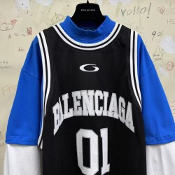 GT Balenciaga Men's Basketball Series - Layered Long Sleeve T-shirt in Black/white
