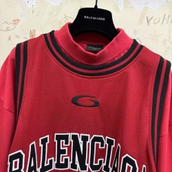GT Balenciaga Men's Basketball Series Layered Long Sleeve T-shirt in Red/black