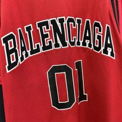 GT Balenciaga Men's Basketball Series Layered Long Sleeve T-shirt in Red/black