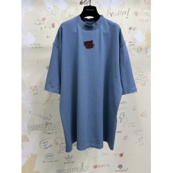 GT Balenciaga Men's Taped Balenciaga Back T-shirt in Grey Blue