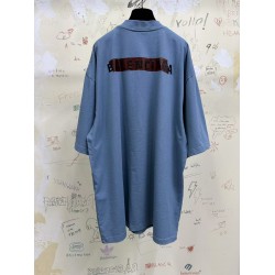 GT Balenciaga Men's Taped Balenciaga Back T-shirt in Grey Blue