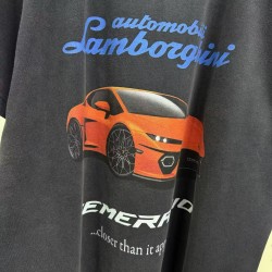 GT Balenciaga Men's Balenciaga I Automobili Lamborghini T-shirt in Black Faded