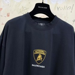 GT Balenciaga Men's Balenciaga I Automobili Lamborghini  T-shirt in Black Faded