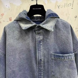 GT Balenciaga Men's Shirt Parka in Blue