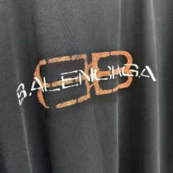 GT Balenciaga Men's Bb Icon Stencil T-shirt in Faded Black