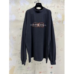 GT Balenciaga Men's Bb Icon Stencil Long Sleeve T-shirt  in Faded Black