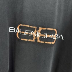 GT Balenciaga Men's Bb Icon Stencil Long Sleeve T-shirt  in Faded Black