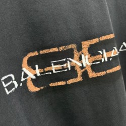 GT Balenciaga Men's Bb Icon Stencil Long Sleeve T-shirt  in Faded Black
