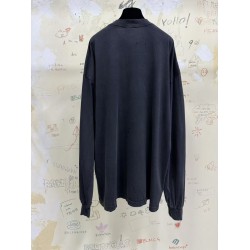 GT Balenciaga Men's Bb Icon Stencil Long Sleeve T-shirt  in Faded Black