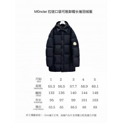 Moncler Zippered Pocket Detachable Hooded Long-Sleeved Down Jacket Black