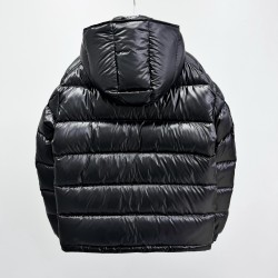 Moncler Maya Series Solid Color Patent Leather High-Neck Hooded Down Jacket