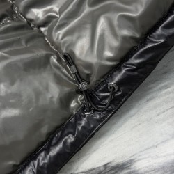 Moncler Maya Series Solid Color Patent Leather High-Neck Hooded Down Jacket