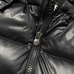 Moncler Maya Series Solid Color Patent Leather High-Neck Hooded Down Jacket