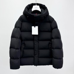 Moncler Solid Color Hooded Down Jacket Black