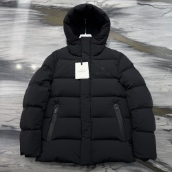 Moncler Solid Color Hooded Down Jacket Black