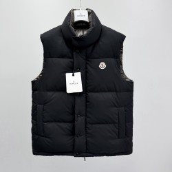 Moncler Men's Reversible Stand Collar Down Jacket with Detachable Sleeves Black