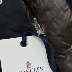 Moncler Men's Reversible Stand Collar Down Jacket with Detachable Sleeves Black