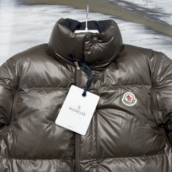 Moncler Men's Reversible Stand Collar Down Jacket with Detachable Sleeves Black