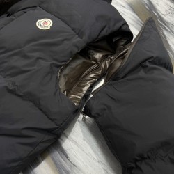 Moncler Men's Reversible Stand Collar Down Jacket with Detachable Sleeves Black