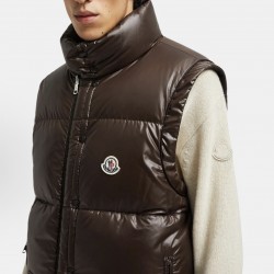 Moncler Men's Reversible Stand Collar Down Jacket with Detachable Sleeves Black