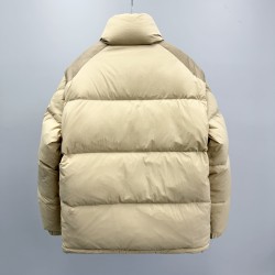 Moncler Men's Reversible Stand Collar Down Jacket with Detachable Sleeves Beige Black