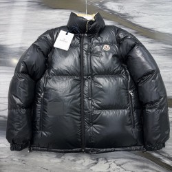 Moncler Men's Reversible Stand Collar Down Jacket with Detachable Sleeves Beige Black