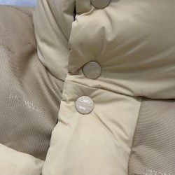 Moncler Men's Reversible Stand Collar Down Jacket with Detachable Sleeves Beige Black