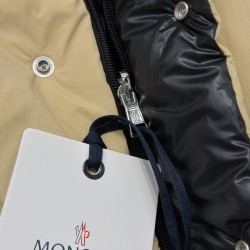 Moncler Men's Reversible Stand Collar Down Jacket with Detachable Sleeves Beige Black