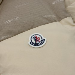 Moncler Men's Reversible Stand Collar Down Jacket with Detachable Sleeves Beige Black