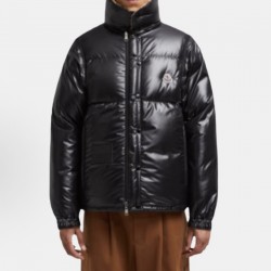 Moncler Men's Reversible Stand Collar Down Jacket with Detachable Sleeves Beige Black