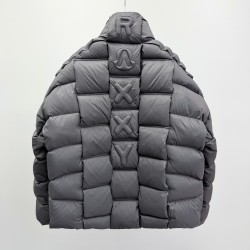 M0ncler x Christopher Raxxy Collaboration Stand Collar Zip-Up Logo Down Jacket Unisex Grey