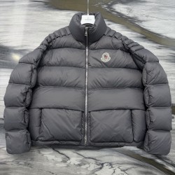 M0ncler x Christopher Raxxy Collaboration Stand Collar Zip-Up Logo Down Jacket Unisex Grey