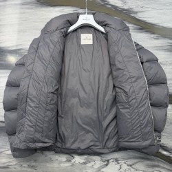 M0ncler x Christopher Raxxy Collaboration Stand Collar Zip-Up Logo Down Jacket Unisex Grey