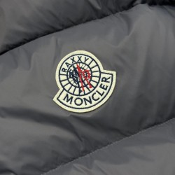 M0ncler x Christopher Raxxy Collaboration Stand Collar Zip-Up Logo Down Jacket Unisex Grey