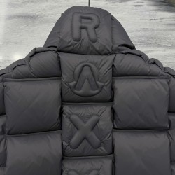 M0ncler x Christopher Raxxy Collaboration Stand Collar Zip-Up Logo Down Jacket Unisex Grey